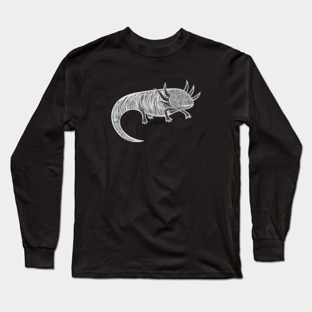 Axolotl - hand drawn detailed animal lovers design Long Sleeve T-Shirt by Green Paladin